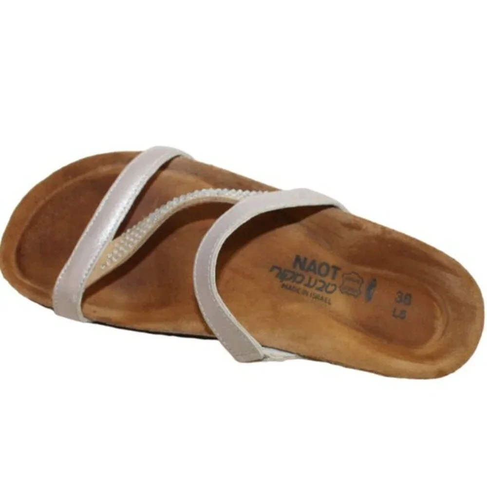 Naot Hawaii Stardust Silver Rhinestone Accent Slide Sandal Size 36 (US 5 - 5.5)